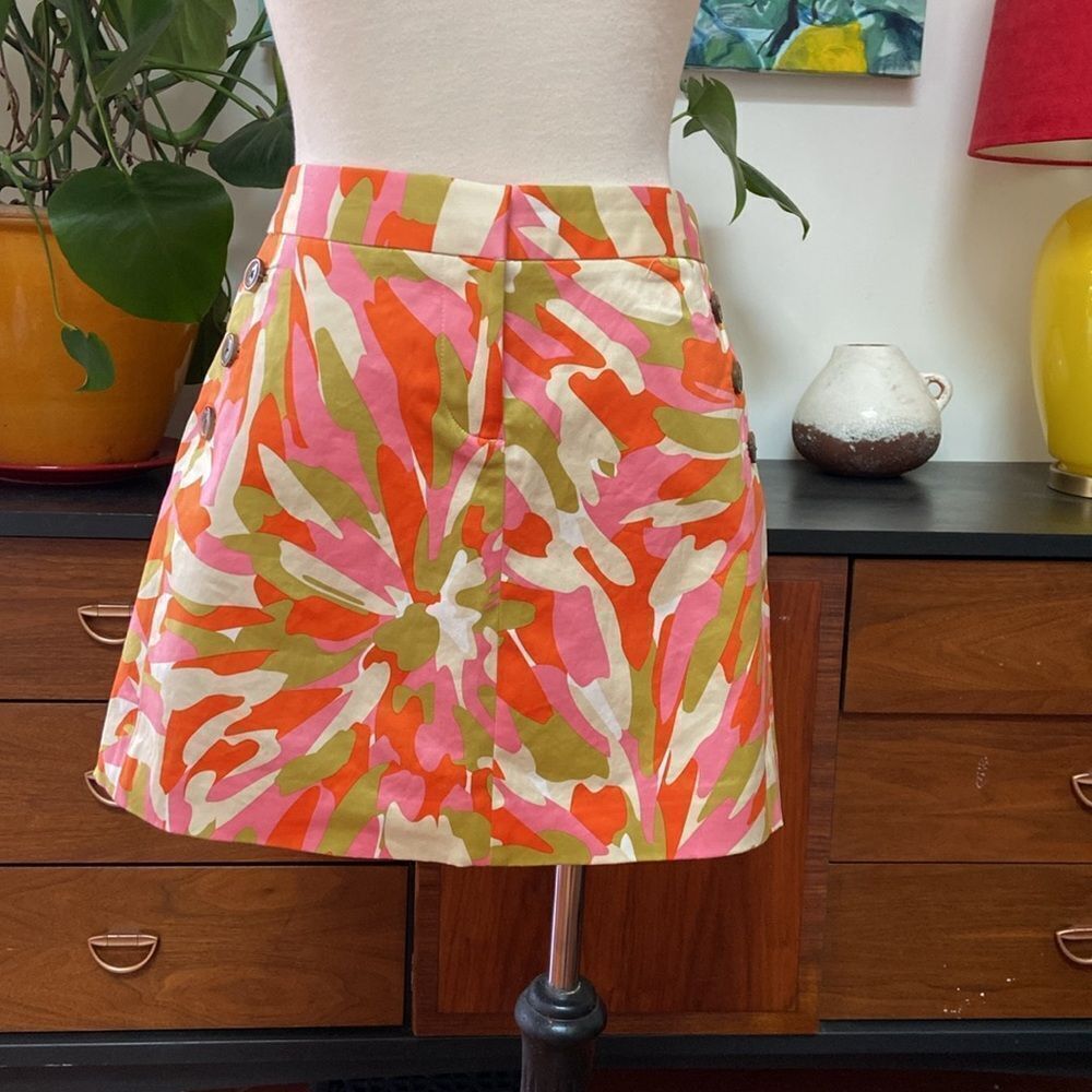 J.CREW Multi-Color Abstract Print Zip Front Skirt - image 2